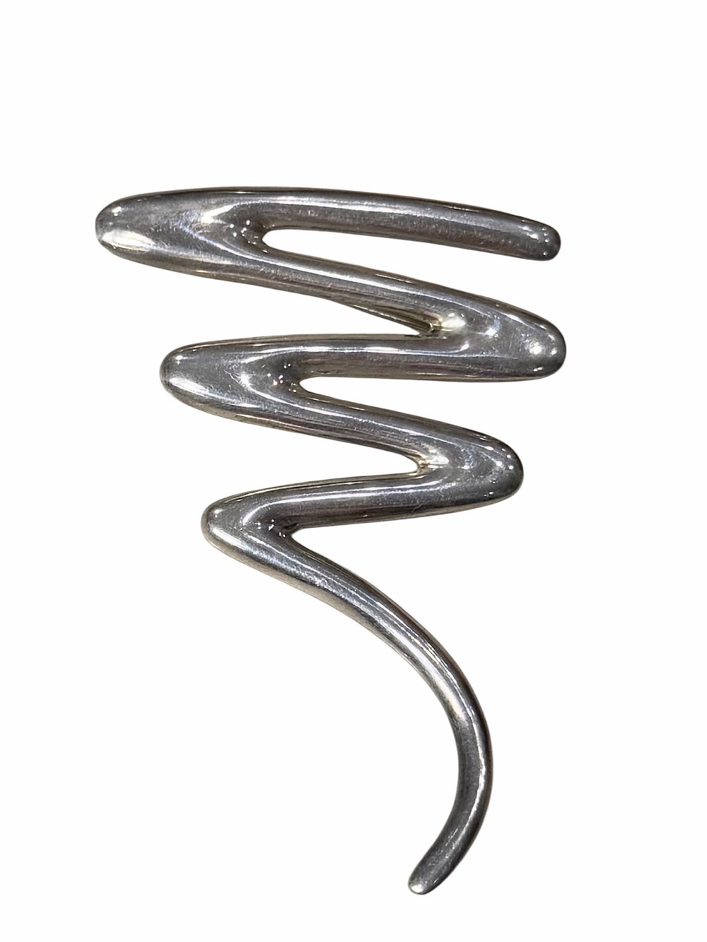 Modernist Sterling Squiggle pin. 2.5 Inches Artisan Made in Thailand 925
